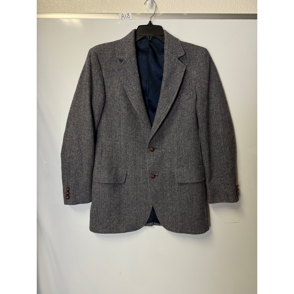 Pendleton Mens Grey Herringbone Wool Blazer Sport Coat Jacket 40 Long USA Made